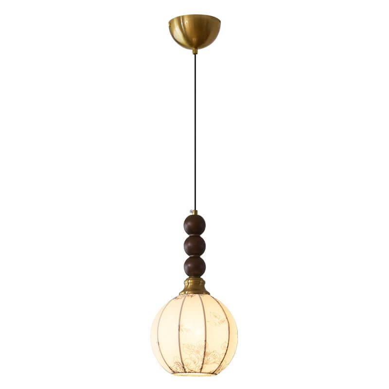 Taklampa med Glas - Trä & Metall