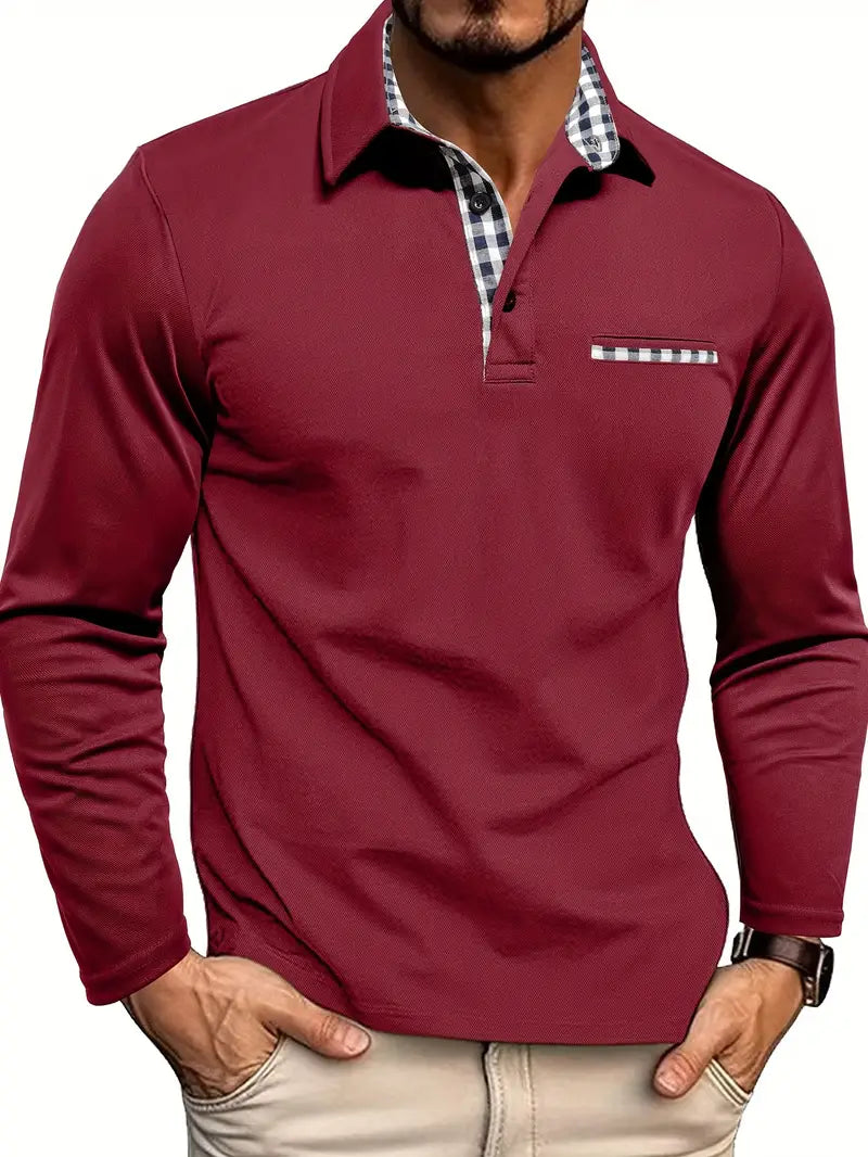 Herr Poloshirt med Långa Ärmar - Stilren och Bekväm