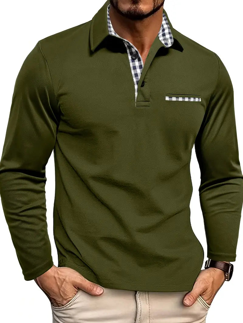 Herr Poloshirt med Långa Ärmar - Stilren och Bekväm
