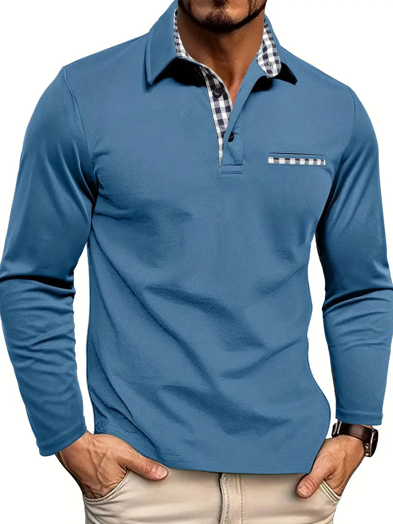 Herr Poloshirt med Långa Ärmar - Stilren och Bekväm