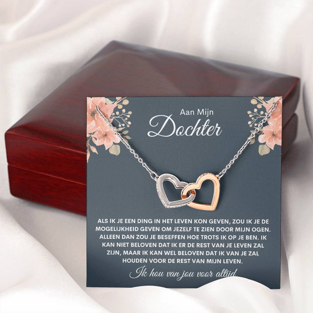 Hjärta Halsband för Dotter - Vitguld och Roséguld