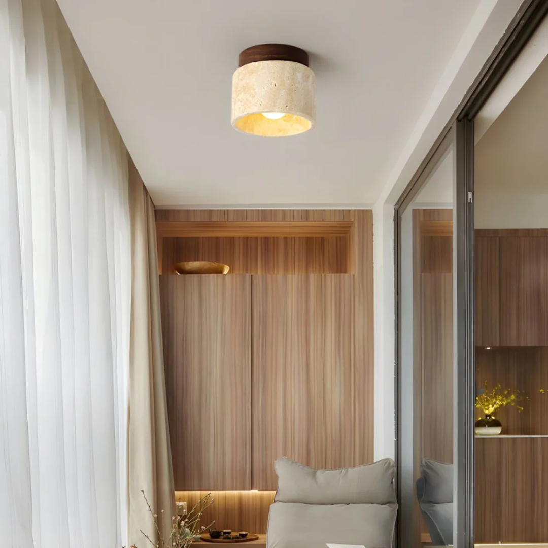 Radia | Japansk Taklampa | Marmor & Trä | Modern Design