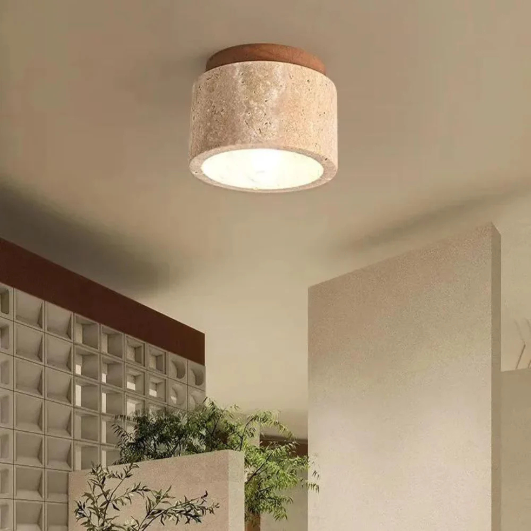 Radia | Japansk Taklampa | Marmor & Trä | Modern Design