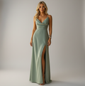 JADE - Elegant maxi-kjole med V-udskæring til kvinder