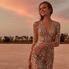 Paljettklänning – Elegant | Glamourös | Djup V-hals