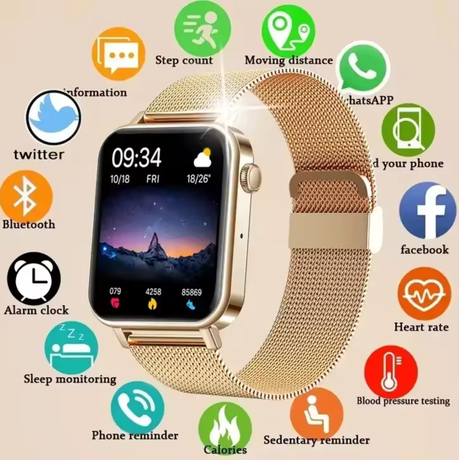 Smartwatch för Kvinnor - Hälsa & Aktivitetstracker