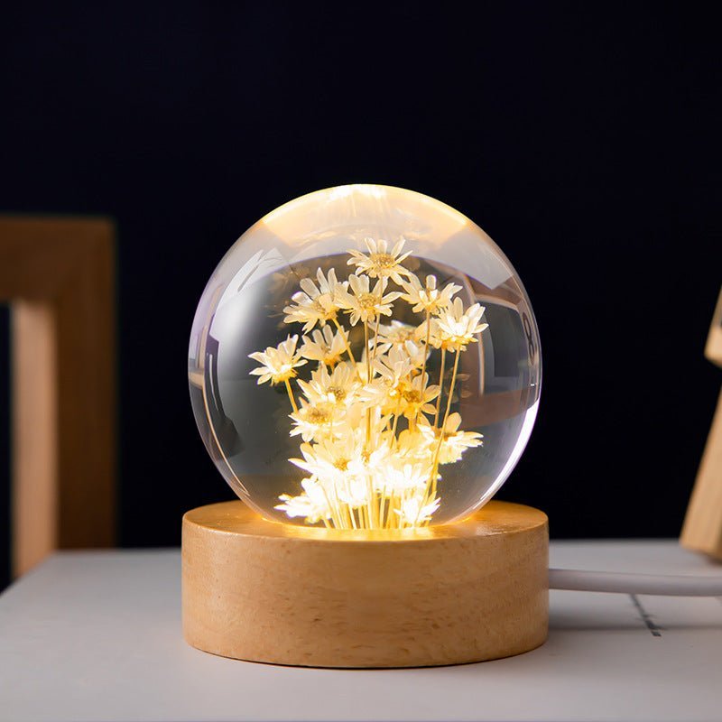 Kristallkula Lampa med Eviga Blommor – Lumora