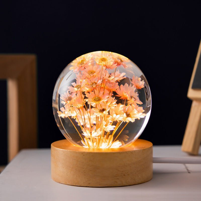 Kristallkula Lampa med Eviga Blommor – Lumora