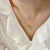 Guldbelagd Kammussla Blomma Halsband – Lila