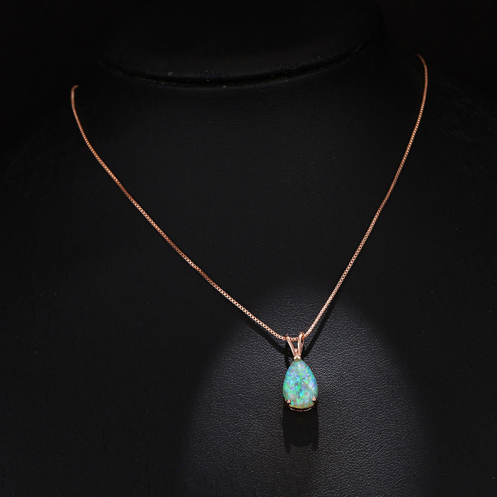 Minimalistisk Drop Opal Hänge Halsband – Selina