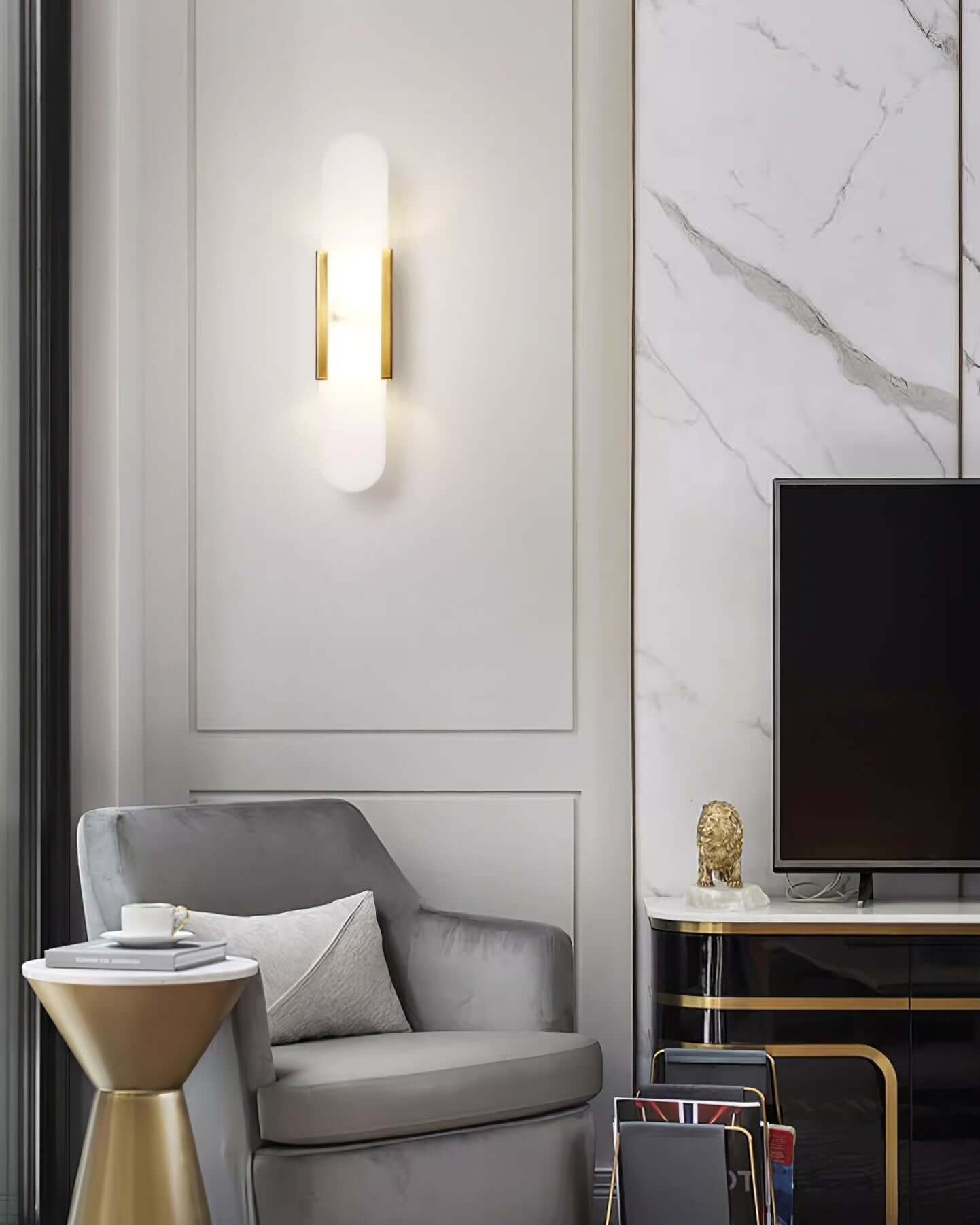 Modern Vägglampa - Alabaster & Metall