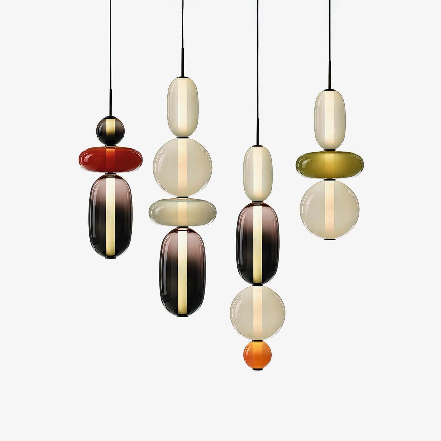Modern Taklampa med Färgat Glas