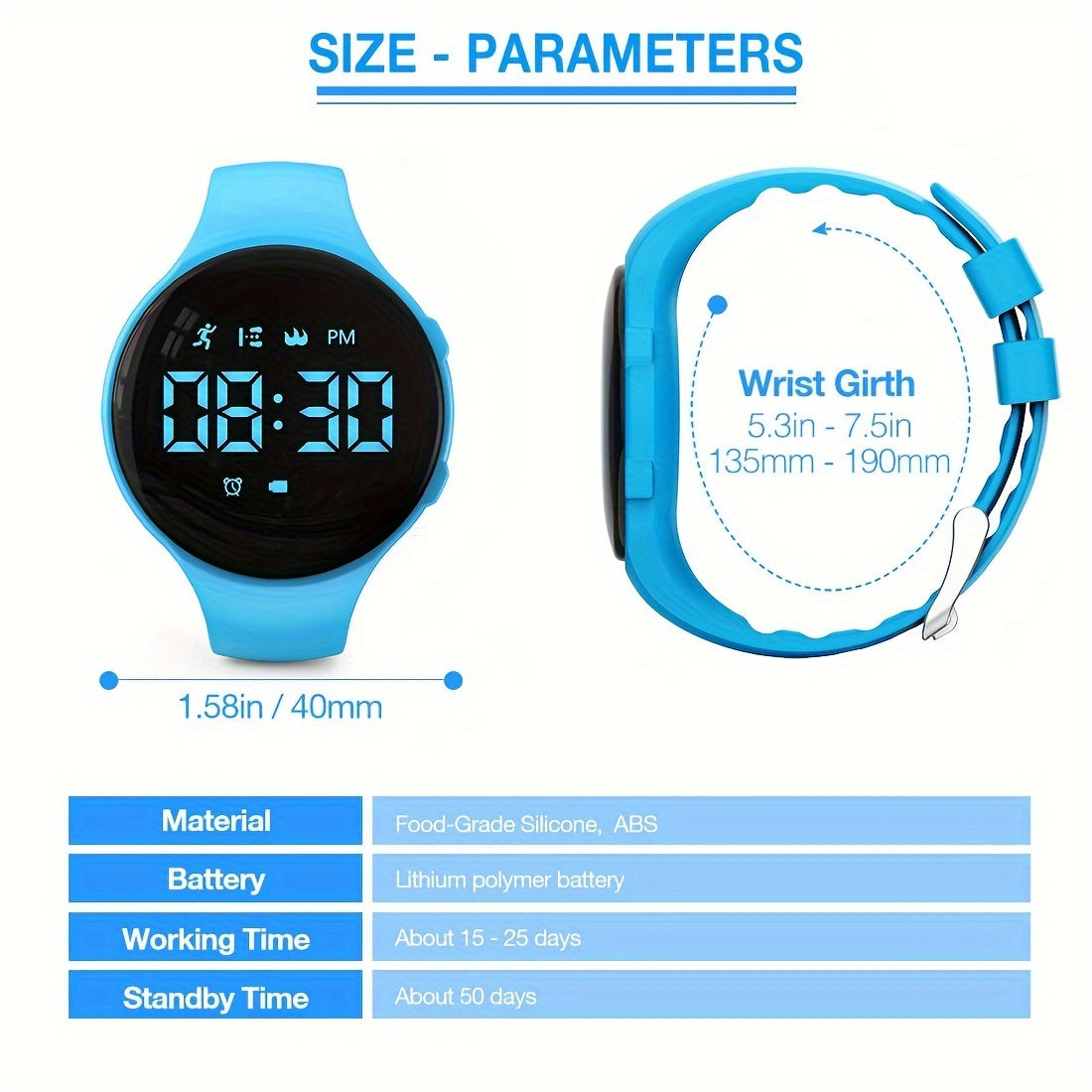 LED Digital Pedometer Klocka med Vibrerande Alarm – Fitness Tracker för Barn