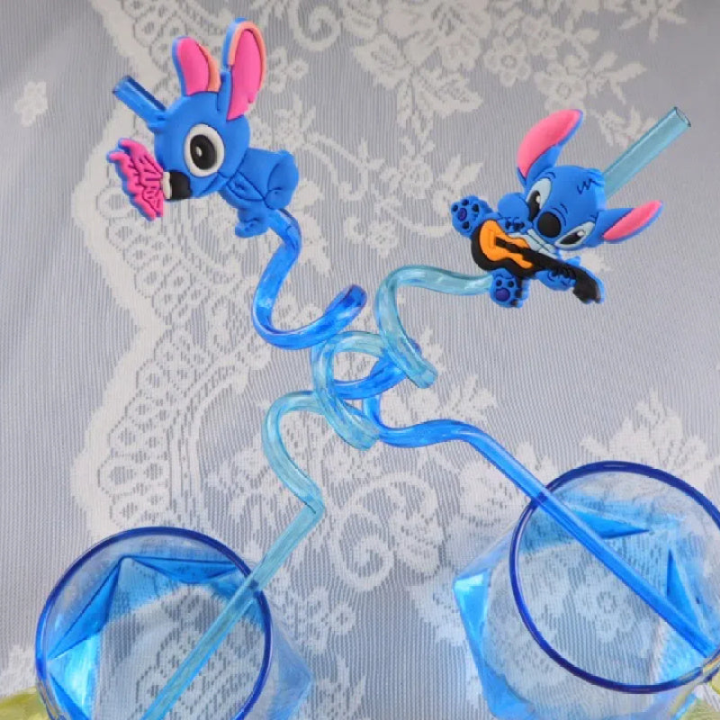 Stitch Återanvändbar Sugrör Set – 16 Färgglada Sugrör för Fester och Födslar