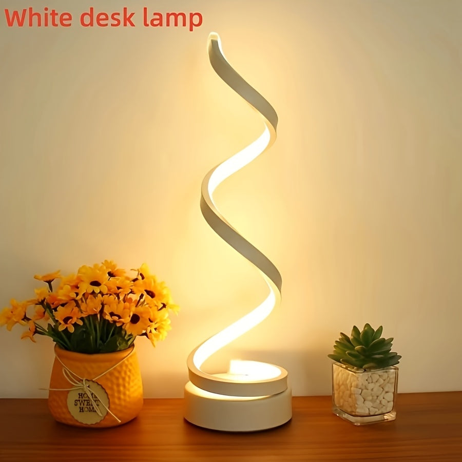 Spiral LED Skrivbordslampa – Modern Dimbar Belysning