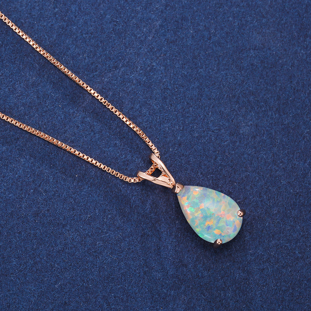 Minimalistisk Drop Opal Hänge Halsband – Selina