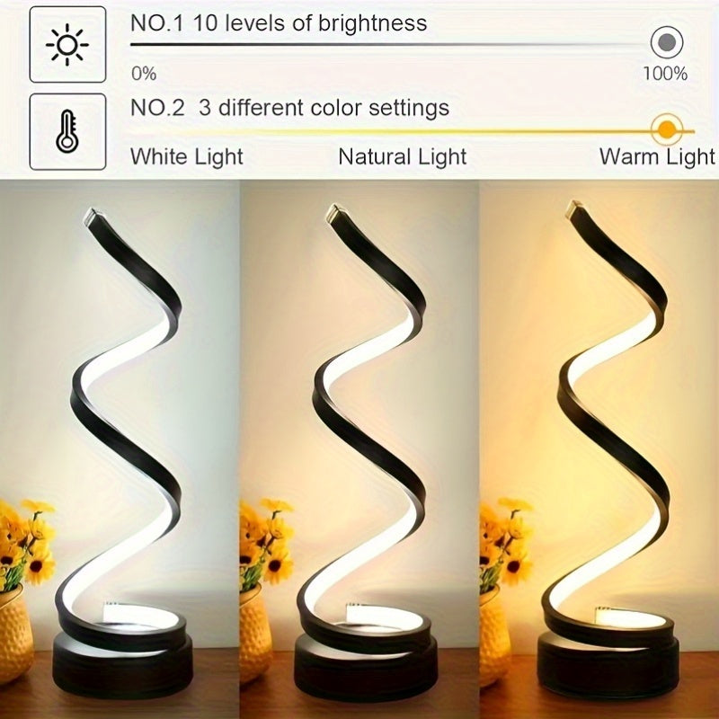 Spiral LED Skrivbordslampa – Modern Dimbar Belysning