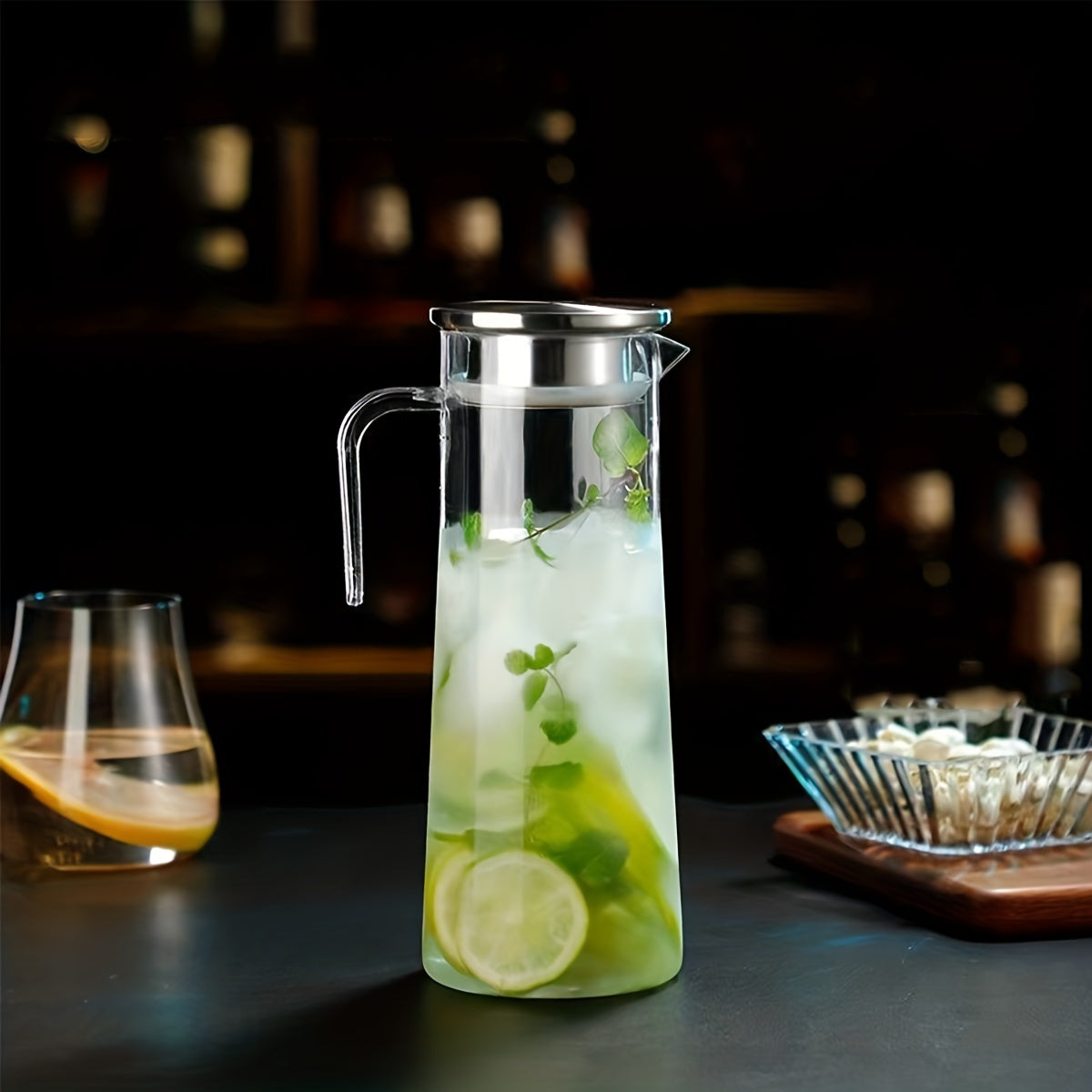 Glasvattenkanna med Lock – Idealisk för Juice, Bubble Tea och Uppfriskande Sommardrycker
