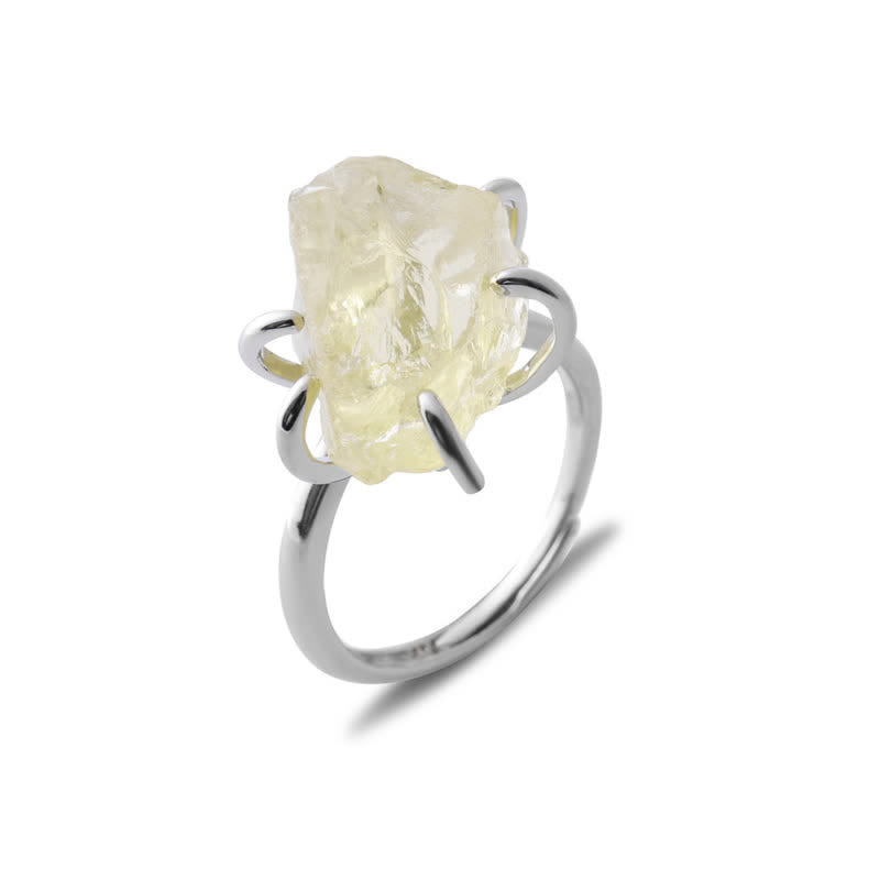 Sexklor Justerbar Ring med Naturlig Kristall – Liora