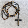 Tigeröga och Lapis Lazuli Kors Rosenkranshalsband för Män – Orion