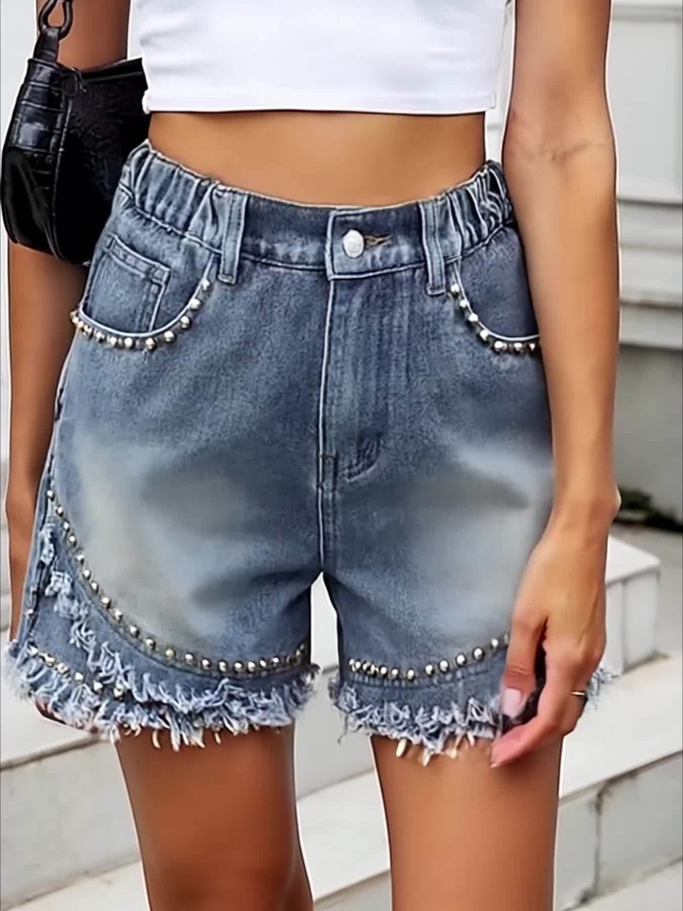 Punk Rock Denim Shorts – Slim och Trendig