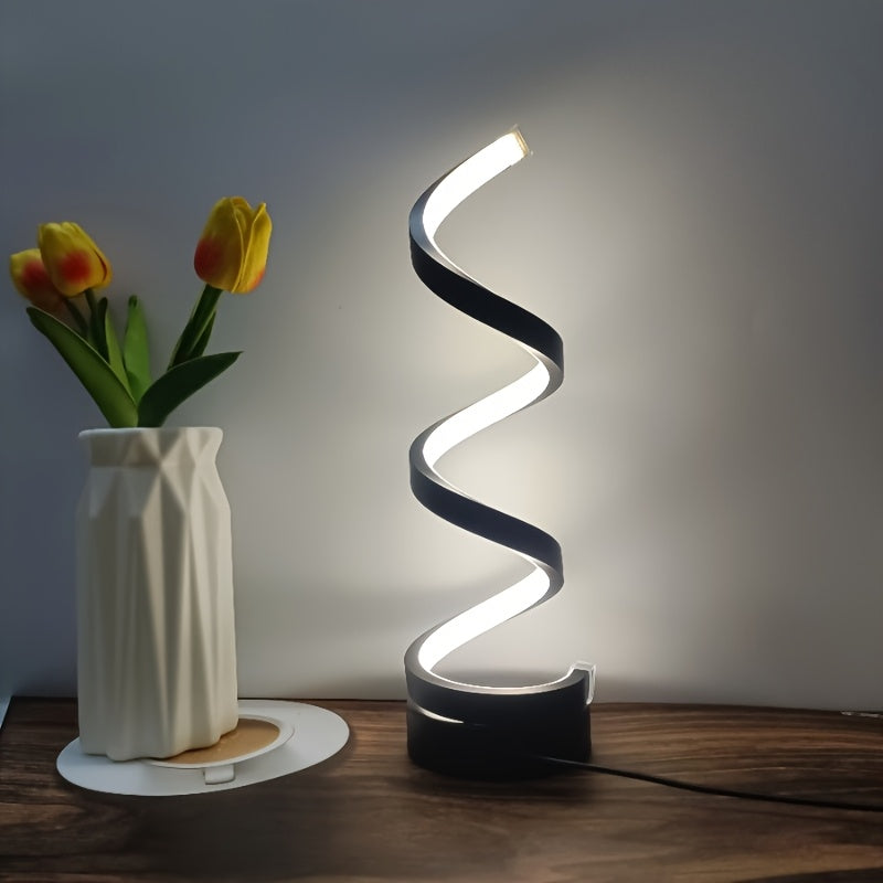 Spiral LED Skrivbordslampa – Modern Dimbar Belysning