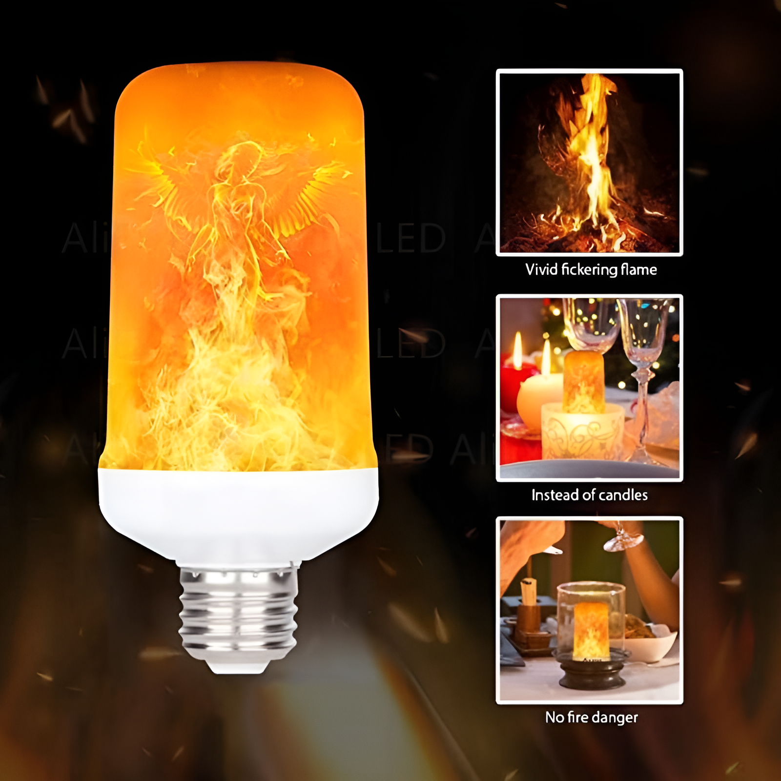 Flame Effect Lamp - 9W Simulerad Flamma Lampa