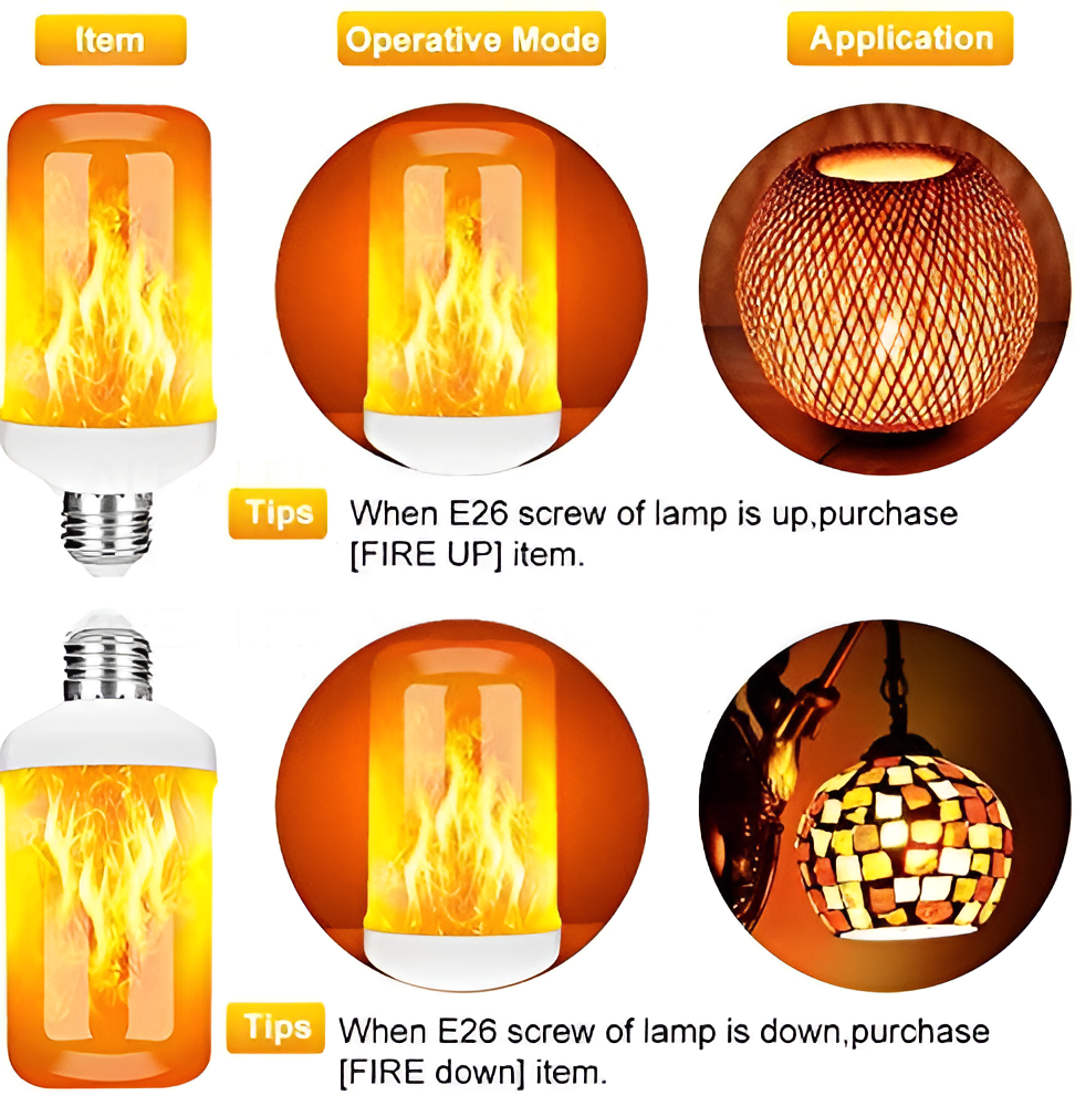 Flame Effect Lamp - 9W Simulerad Flamma Lampa