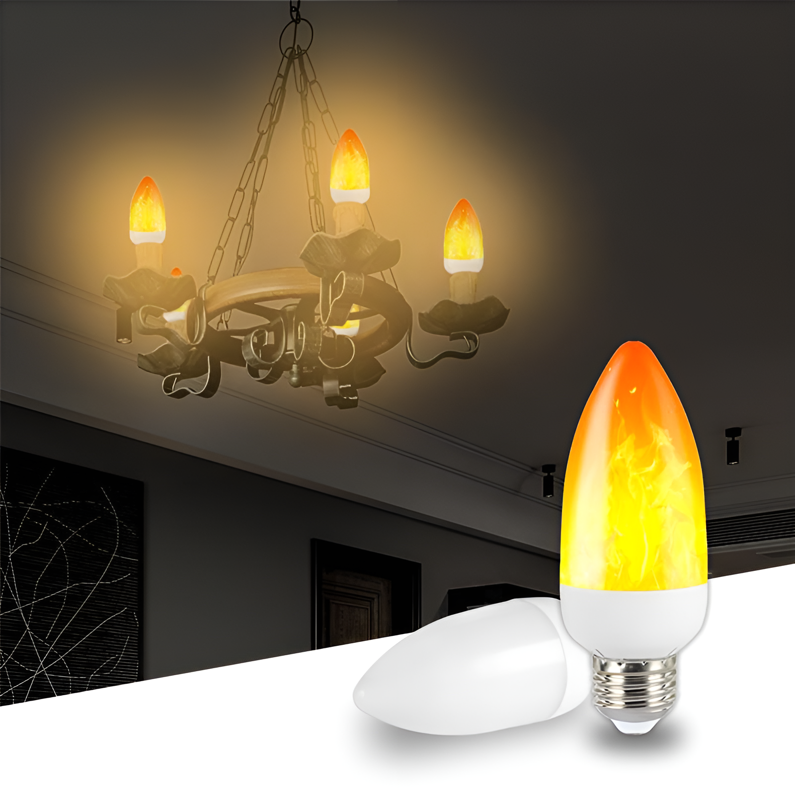 Flame Effect Lamp - 9W Simulerad Flamma Lampa