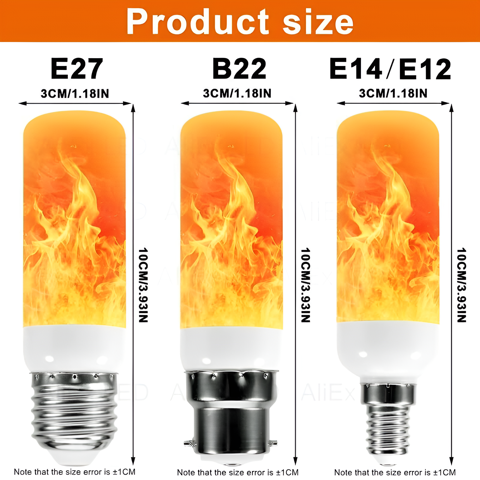 Flame Effect Lamp - 9W Simulerad Flamma Lampa