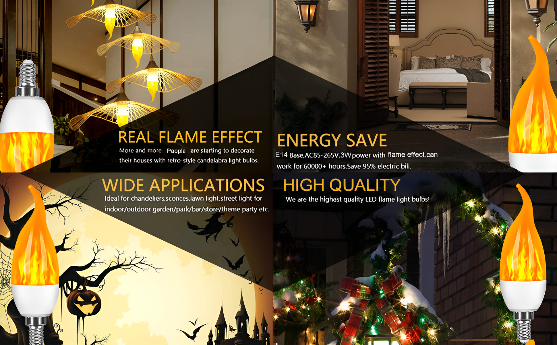Flame Effect Lamp - 9W Simulerad Flamma Lampa