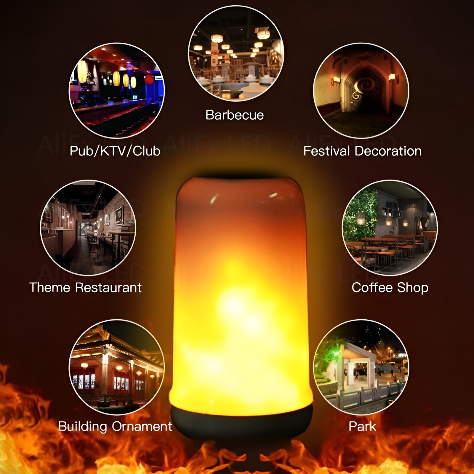 Flame Effect Lamp - 9W Simulerad Flamma Lampa