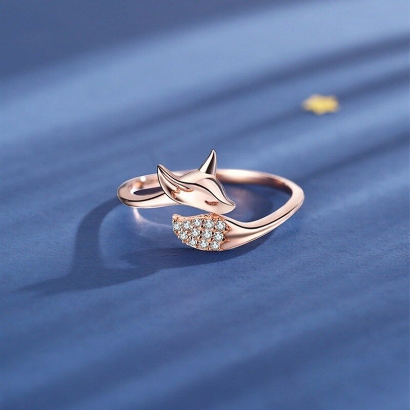 Rosa-Silver Räv Ring - Finn (Köp 1 Få 1 GRATIS)