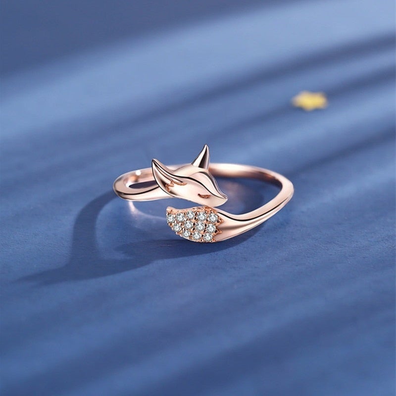 Rosa-Silver Räv Ring - Finn (Köp 1 Få 1 GRATIS)