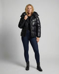 Damjacka med huva i sportig quiltad design