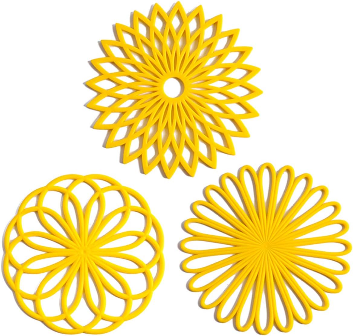 Set med 3 silikonunderlägg: Värmebeständiga värmeplattor