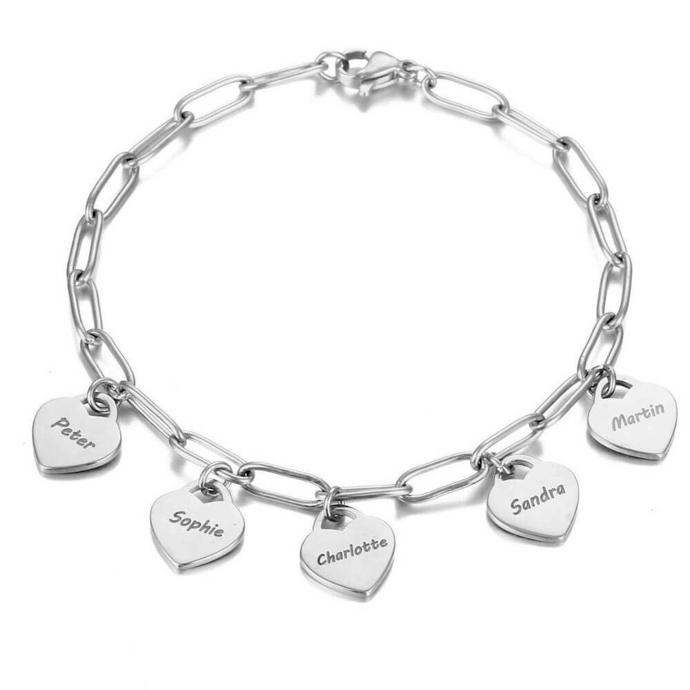 VeraLuxe Hjärtligt Armband | Anpassat Graverat Hjärtsmycke för Oförglömliga Band