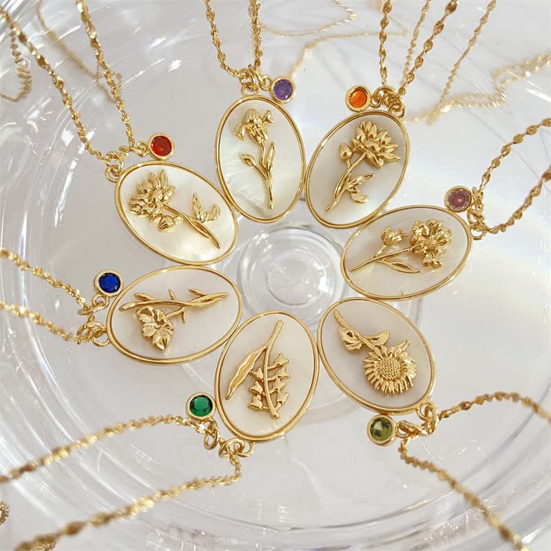 Födelsesten och Födelseblomma Halsband – Aurora