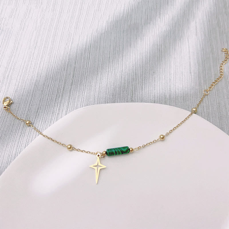Naturlig Malakit Stjärnhänge Örhängen, Halsband och Armband – Maria