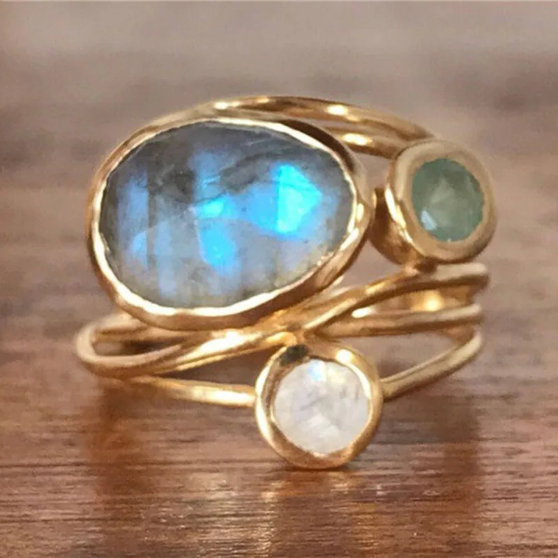 Guld Boho Ring med Kristaller - Sophia