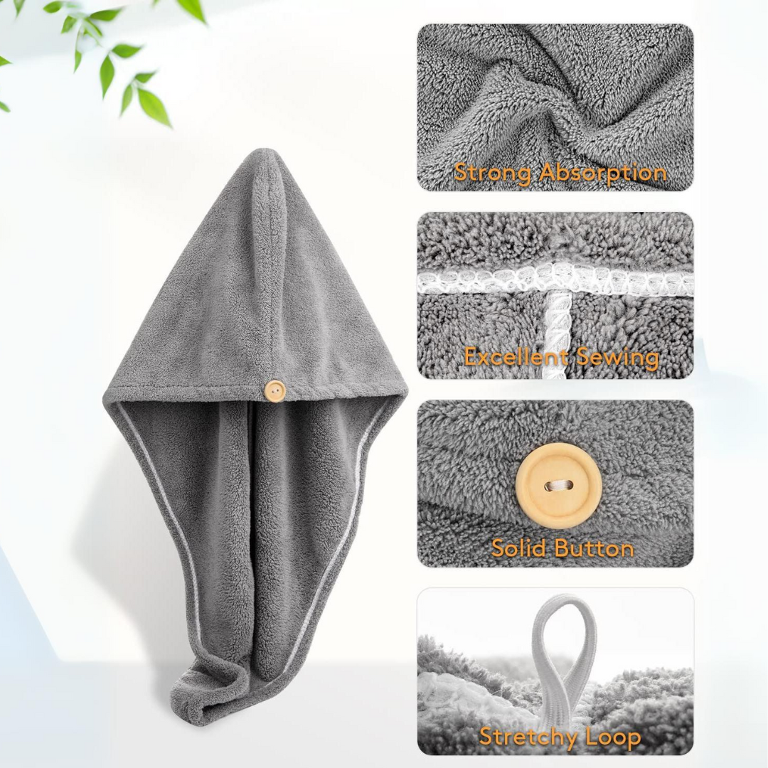 Mikrofiber Hårhandduk Wrap – Pack om 3