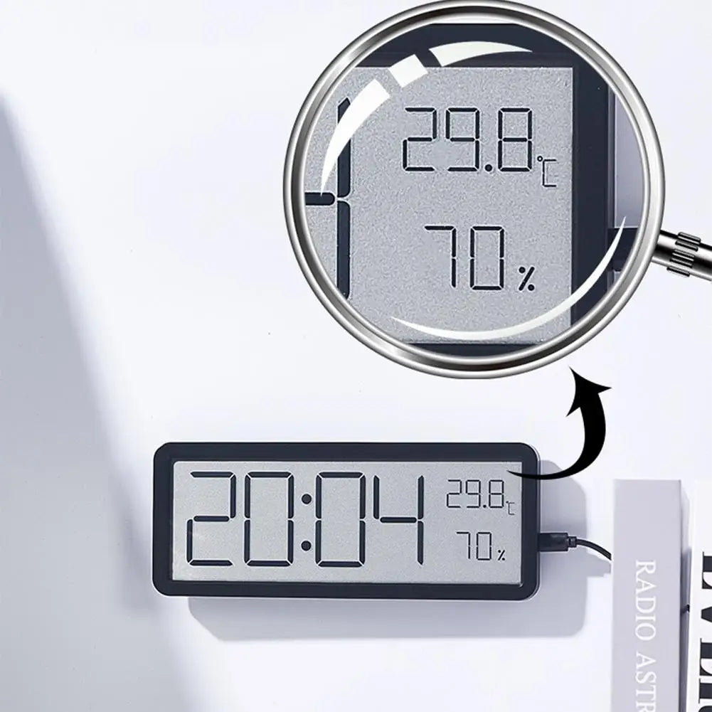 Stor Digital Väggklocka - LED Med Temperatur
