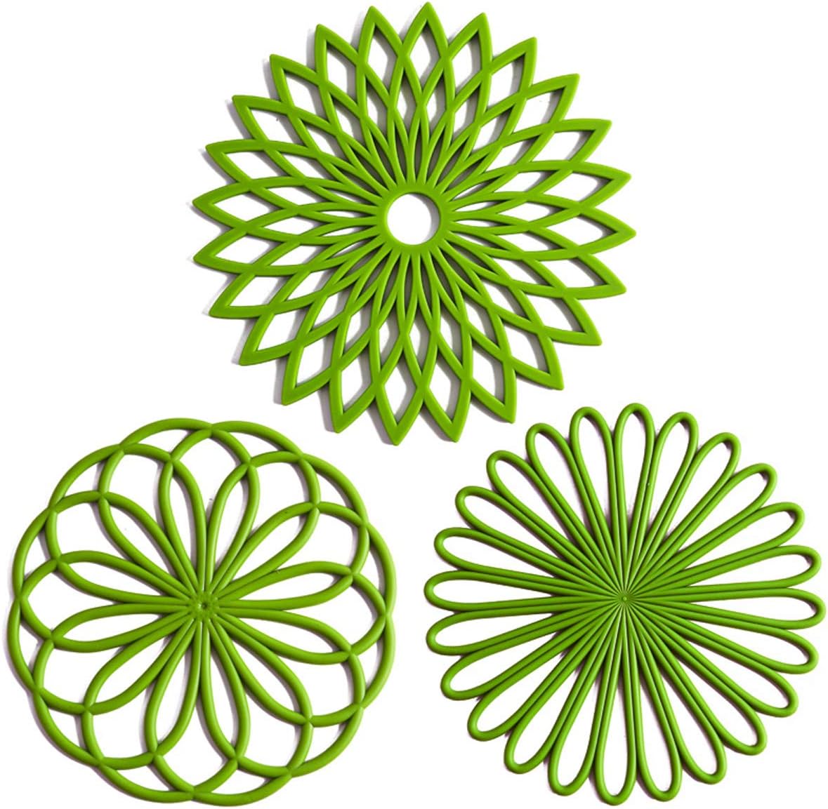 Set med 3 silikonunderlägg: Värmebeständiga värmeplattor