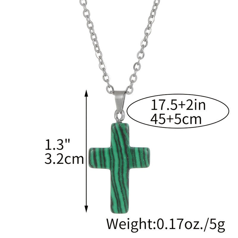 Halsband med Kors av Naturliga Ädelstenar – Seraphina