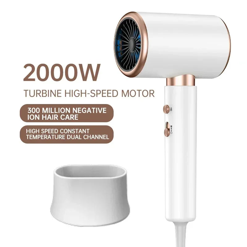 Professionell Hårtork 2400W med Kall och Varm Luft - Negativa Ioner - Kraftfull Hårtork för Salongresultat