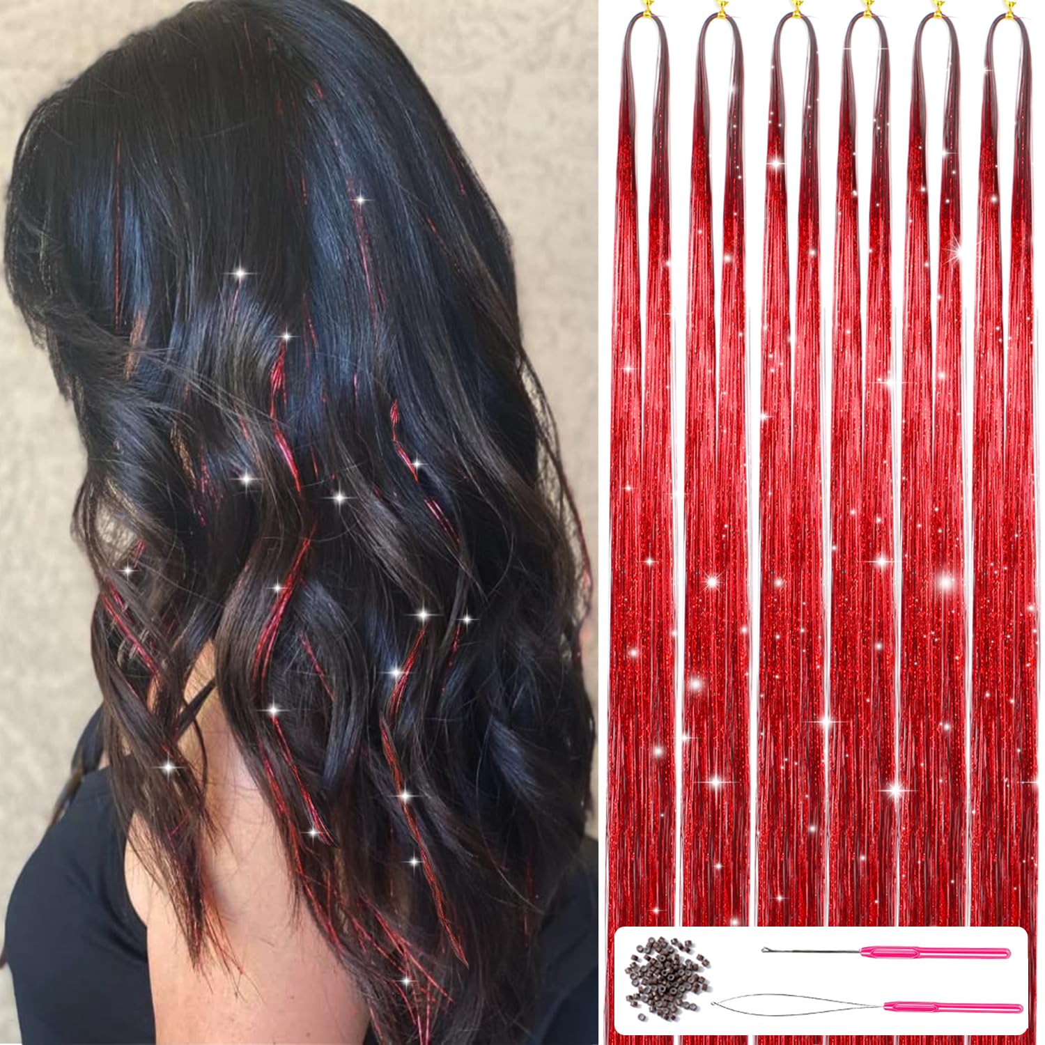 Glittrande Hår Tinsel Kit – Glittersträngar!