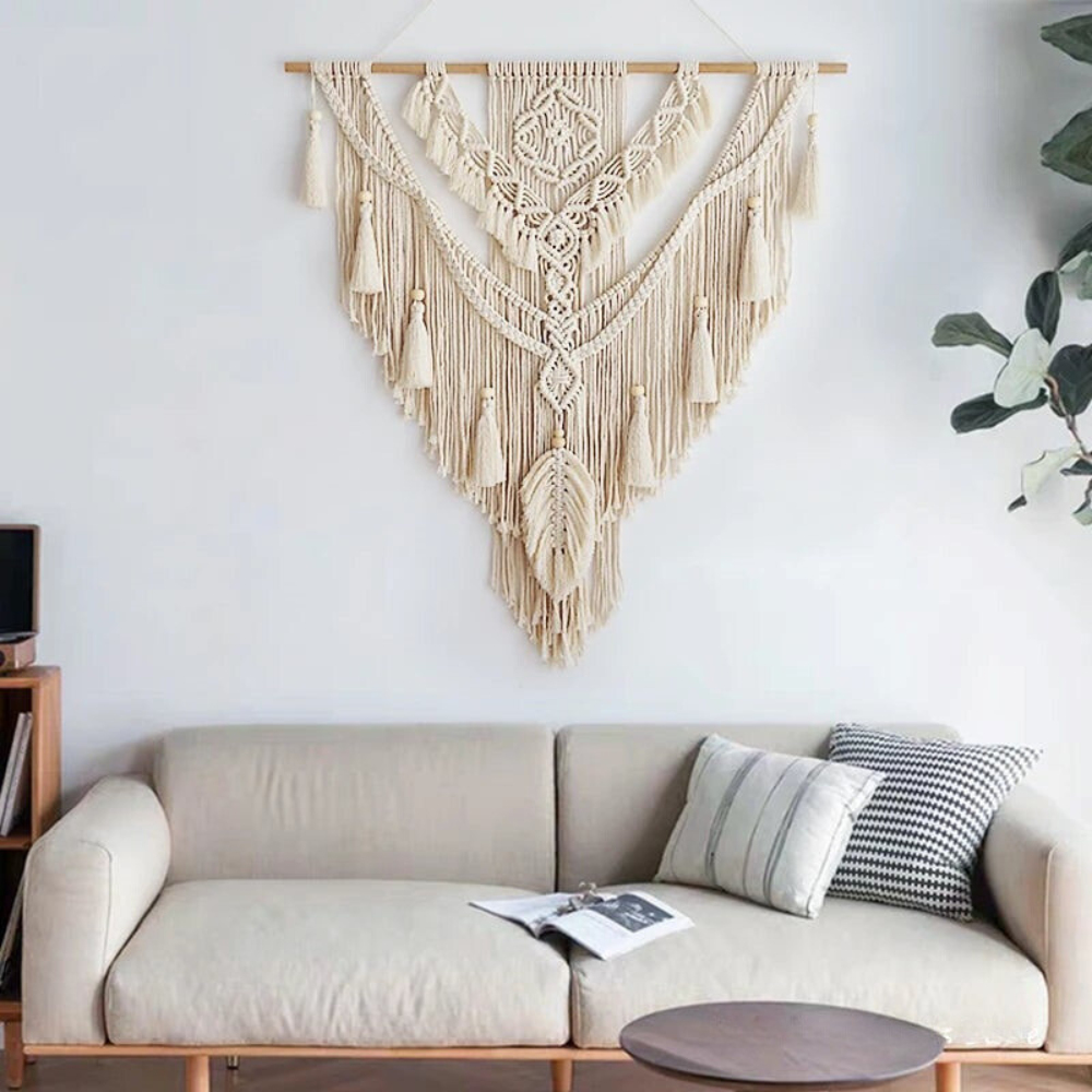 Skandinavisk Boho Makramé Väggprydnad | Handgjord