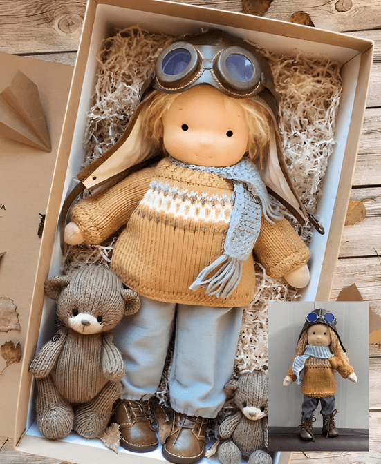 Handgjord Vinter Waldorf Kramdocka – Poppi
