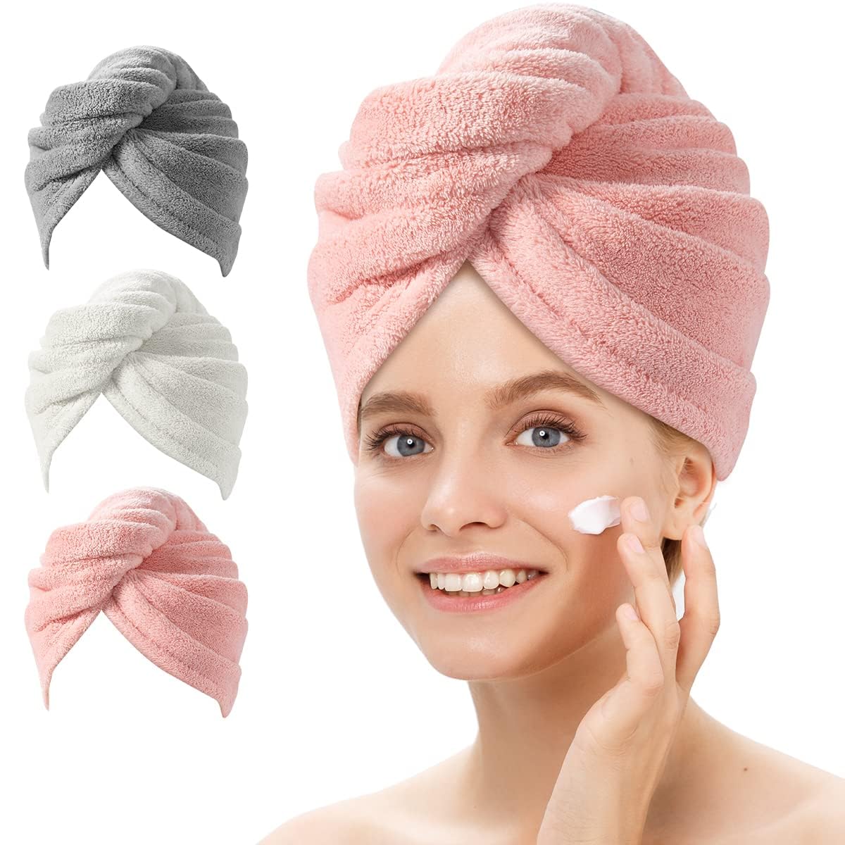 Mikrofiber Hårhandduk Wrap – Pack om 3