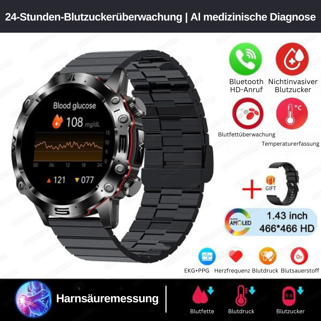 Smart Hälsotracker med Glukos- och EKG-mätning - HealthPro